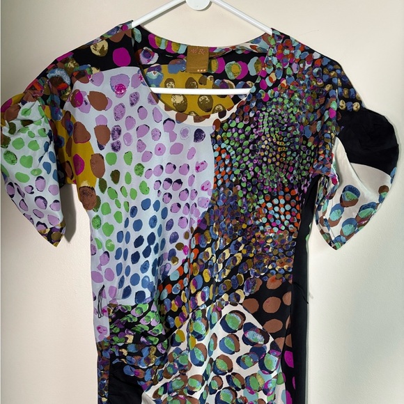 Anthropologie Silk Colorful Abstract Pattern t-shirt Dress size XS - Picture 5 of 11